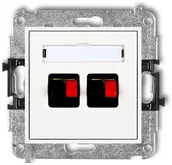 Gniazdka elektryczne - Karlik Gniazdo głośnikowe podwójne MINI Biały MGG-2 - miniaturka - grafika 1