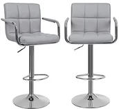 Taborety i hokery - SONGMICS Songmics LJB93G stołki barowe z podłokietnikami, 2 sztuki, obciążenie do 200 kg, szare LJB93G - miniaturka - grafika 1
