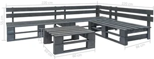 vidaXL 4-cz. zestaw wypoczynkowy do ogrodu, palety z drewna FSC, szare - Meble ogrodowe - miniaturka - grafika 3