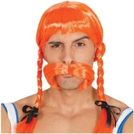Dodatki do strojów karnawałowych - Guirca Peruka party "Gal Obelix z Wąsami" pomarańczowy GUIRCA GU4577 - miniaturka - grafika 1