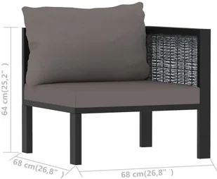 vidaXL Modułowe siedzisko narożne lewy podłokietnik, rattan PE, szare - Meble modułowe i akcesoria - miniaturka - grafika 6