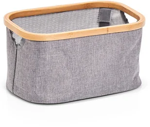 ZELLER Pudełko tekstylne z płótna i bambusa kosz łazienkowy pojemniki do przechowywania pudełka materiałowe pojemniki tekstylne ZELLER B07FK73L89 - Pudła i pojemniki do przechowywania - miniaturka - grafika 2