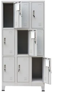 vidaXL Zamykana szafka o 9 przegrodach, stalowa, 90x45x180 cm, szara - Szafki do salonu - miniaturka - grafika 5