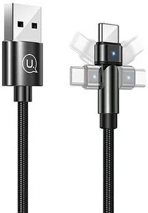 USAMS Kabel pleciony obrotowy U60 2A USB-C czarny/black 1m SJ477USB01 (US-SJ477) - Kable USB - miniaturka - grafika 2