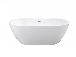 Besco Wanna wolnostojąca Navia 150x80 cm + maskownice syfonu w kolorze złotym - Wanny - miniaturka - grafika 3