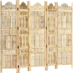 vidaXL vidaXL Parawan 5-panelowy, ręcznie rzeźbiony, 200x165 cm, drewno mango - Parawany - miniaturka - grafika 6