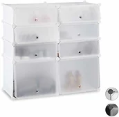 Szafki na buty - Relaxdays regał na buty, z tworzywa sztucznego, system regałowy 8 półek, regał wtykowy, wys. x szer. x głęb.: 91 x 94,5 x 36,5 cm 10024522_49 - miniaturka - grafika 1