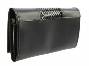 PolskaGalanteria.pl Portfel Damski PolskaGalanteria Długi Z Klamrą Skóra Naturalna Cielęca Czarny z Wstawką KP D1602 - Portfele - miniaturka - grafika 3