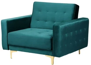 Beliani Fotel welurowy zielony ABERDEEN - Fotele - miniaturka - grafika 4