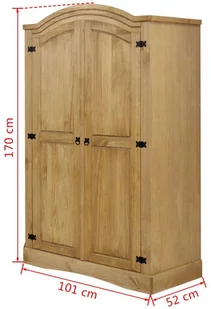 vidaXL vidaXL Szafa sosnowa w meksykańskim stylu Corona, 2-drzwiowa - Szafy - miniaturka - grafika 5
