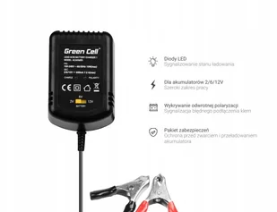 Green Cell Ładowarka, Prostownik Green Cell do akumulatorów 2V / 6V / 12V (0.6A) ACAGM05 5903317222347 - Akumulatory ogólnego zastosowania - miniaturka - grafika 6