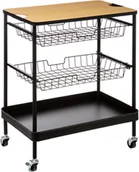 Wózki kuchenne - 5five Simply Smart Wózek kuchenny z tacą i koszykami czarny 169203 - miniaturka - grafika 1