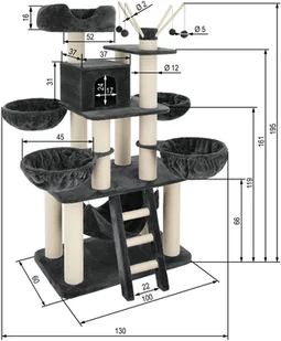 tectake Drapak dla kota Gismo - szaro/biała 403327 - Drapaki dla kotów - miniaturka - grafika 6