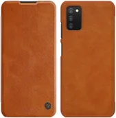 Etui i futerały do telefonów - Nillkin Qin skórzana kabura etui Samsung Galaxy A03s brązowy - miniaturka - grafika 1