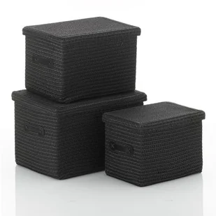 Kela RIMOSSA KOMPLET 3 KOSZY Z POKRYWKĄ CZARNY TWORZYWO SZTUCZNE PP KE-32124 - Pojemniki łazienkowe - miniaturka - grafika 3