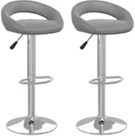 Taborety i hokery - vidaXL Stołki barowe, 2 szt., szare, obite sztuczną skórą - miniaturka - grafika 1
