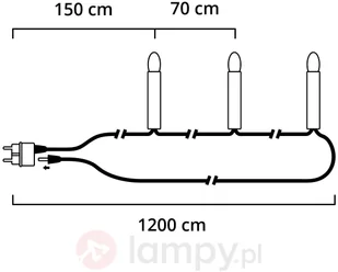KonstSmide 16-pkt. łańcuch ze świecami z trzpieniem 12m - Oświetlenie świąteczne - miniaturka - grafika 3
