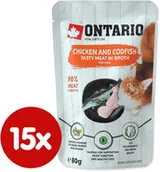 Mokra karma dla kotów - Ontario mokra karma dla kota Chicken and Codfish in Broth 15x80 g - miniaturka - grafika 1