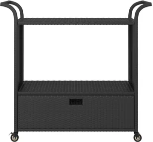 shumee Wózek barowy z szufladą czarny 100x45x97 cm polirattan - Wózki na żywność - miniaturka - grafika 4