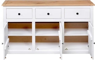 vidaXL Szafka biała 135x40x80 cm lite drewno sosnowe seria Panama 282705 - Komody - miniaturka - grafika 9