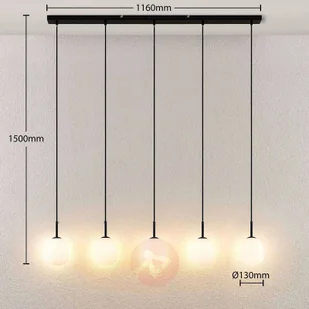 Lindby Etiena lampa wisząca, 5-pkt., szkło opalowe - Lampy sufitowe - miniaturka - grafika 4