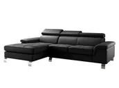 Narożniki - Vente-Unique Sofa narożna ze skóry MISHIMA - Czarny - Narożnik lewostronny - miniaturka - grafika 1