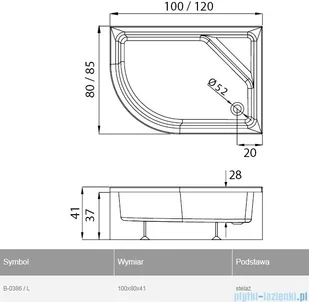 New Trendy New Maxima 100x80x41 B-0386/L - Brodziki prysznicowe - miniaturka - grafika 2