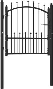 vidaXL Lumarko Furtka ogrodzeniowa z grotami, stalowa, 100x100 cm, czarna! 146398 - Akcesoria do ogrodzeń - miniaturka - grafika 2