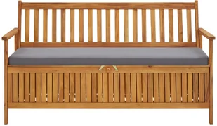 vidaXL Ławka ogrodowa ze schowkiem i poduszką, 148 cm, drewno akacjowe - Ławki ogrodowe - miniaturka - grafika 2