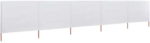 vidaXL Parawan 5-skrzydłowy z tkaniny, 600x80 cm, piaskowy biały vidaXL - Parawany - miniaturka - grafika 2