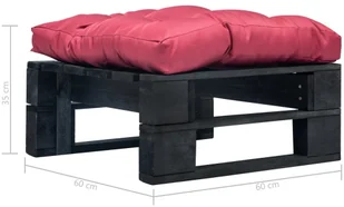 vidaXL Ogrodowy puf z palet, czerwona poduszka, czarne drewno vidaXL - Pozostałe meble ogrodowe - miniaturka - grafika 3