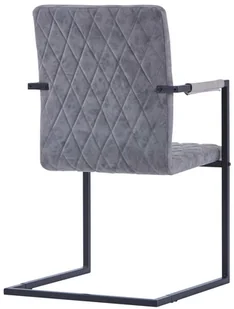 vidaXL Krzesła do jadalni, 2 szt., wspornikowe, ciemnoszare, ekoskóra - Krzesła - miniaturka - grafika 5