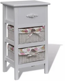 vidaXL Szafka komoda biała/krem szuflada i 2 kosze - Komody - miniaturka - grafika 3