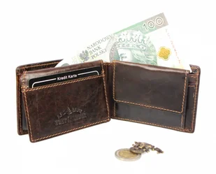 Jennifer Jones Portfel Męski Skórzany Skóra Licowa Mały Poziomy Bez Zapięcia Jedno Skrzydełko Do Góry 5562 RFID - Portfele - miniaturka - grafika 3