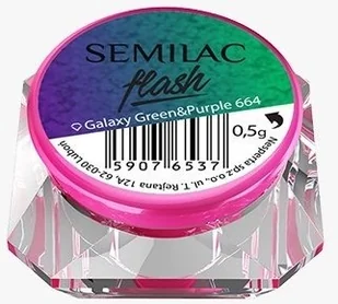 Semilac Pyłek Flash Galaxy 664 Green & Purple - Ozdoby do paznokci - miniaturka - grafika 3