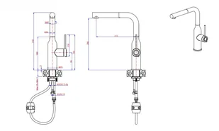 QUADRON Bateria kuchenna 31 cm z wyciąganą wylewką czarny mat 3573500_BLMQS - Baterie kuchenne - miniaturka - grafika 3