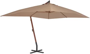 vidaXL Wiszący parasol z drewnianym słupkiem, 400 x 300 cm, taupe - Parasole ogrodowe - miniaturka - grafika 2