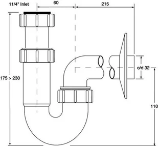 McAlpine Syfon umywalkowy rurowy 5/4"x32mm bez spustu (HC4PF-32) - Syfony - miniaturka - grafika 4