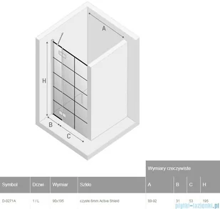 NEW TRENDY New Renoma Black drzwi wnękowe 90x195 cm przejrzyste lewa D-0271A | - Akcesoria do armatury i ceramiki - miniaturka - grafika 2