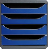 Pojemniki biurowe - Exacompta Exacompta 310703D organizer Premium Big Box Iderama 4 szuflady o dużej pojemności pojemnik na dokumenty A4+ dla większej ilości miejsca na biurku szafka czarna|błękitna 310703D - miniaturka - grafika 1