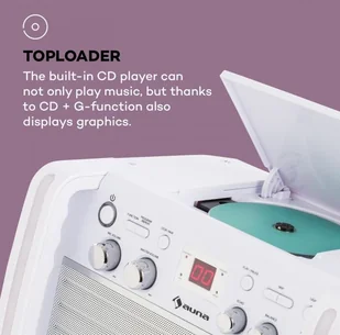 Auna DiscoFever 2.0 zestaw karaoke BT wielobarwne diody LED odtwarzacz CD/CD+G KS1-Discofever 2 WH - Inne akcesoria audio-wideo - miniaturka - grafika 7