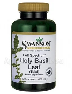 SWANSON Full Spectrum Holy Basil Liść bazylii 400mg 120 kapsułek - Witaminy i minerały dla sportowców - miniaturka - grafika 3