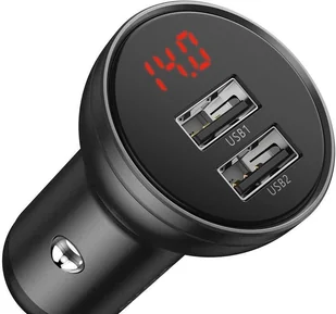Baseus ładowarka samochodowa 2x USB 4,8A 24W z LCD + kabel 3w1 USB - USB Typ C / micro USB / Lightning 1,2m czarny (TZCCBX-0G) - Ładowarki samochodowe - miniaturka - grafika 7