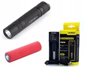 Lampki rowerowe - Latarka Convoy S2+ T6-4C Czarna Taktyczna Zestaw - miniaturka - grafika 1