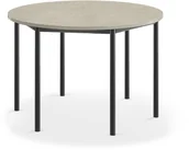 Meble do szkół i przedszkoli - AJ Produkty Stół SONITUS, okrągły,  1200x760 mm, jasno szare linoleum, antracyt - miniaturka - grafika 1