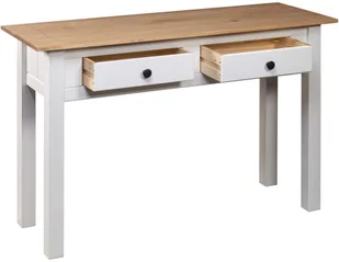 vidaXL Stolik konsola, biały, 100x40x73 cm, lita sosna, seria Panama - Ławy i stoliki kawowe - miniaturka - grafika 6