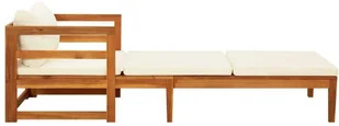 VidaXL Leżak z kremową poduszką, lite drewno akacjowe! 316312 - Sofy ogrodowe - miniaturka - grafika 4