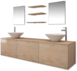 vidaXL vidaXL 10-częściowy zestaw mebli łazienkowych ze zlewami i kranami - Meble łazienkowe - miniaturka - grafika 2