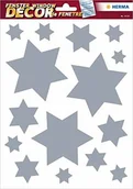 Zabawki kreatywne - HERMA HERMA 15110 obrazki na okno"Srebrne gwiazdki", wielokrotnego użytku, samoprzylepne naklejki na okno z folii do pokoju dziecięcego i dekoracji okiennych, 15 naklejek na okno dla dzieci 15110 - miniaturka - grafika 1