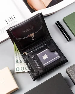 Cavaldi Portfel damski ze skóry naturalnej zamykany klapką, RFID - Portfele - miniaturka - grafika 5